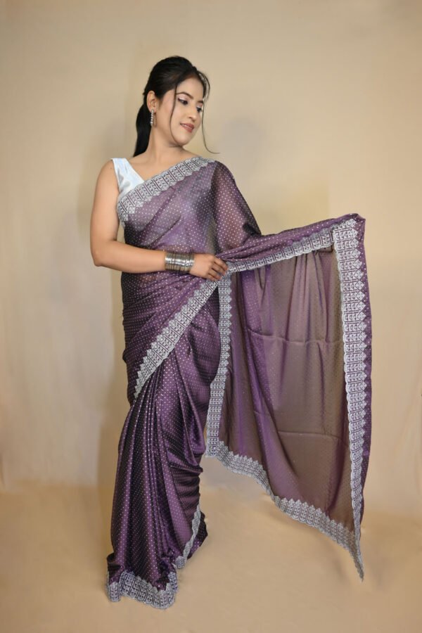 Rich Embroidered Saree – Classic Regular Wear with Border & Allover Work – Matching Blouse Piece | Wine